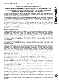 Circle and Hammersmith & City Lines Timetable Alterations