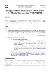 Design and Implementation of a Web-Portal for Mobile Devices Using WAP/XHTML