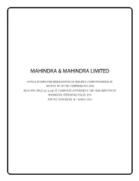 Details of Employee Remuneration As Required Under Provisions Of
