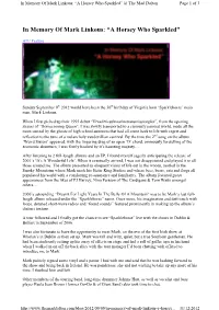 In Memory of Mark Linkous: “A Horsey Who Sparkled”