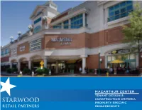 Macarthur Center Tenant Design & Construction Criteria Property Specific Requirements Table of Contents