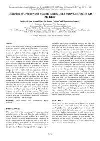 Revelation of Groundwater Possible Region Using Fuzzy Logic Based GIS Modeling