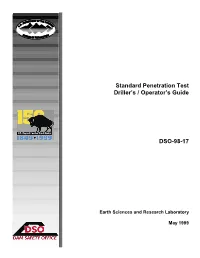 Standard Penetration Test Driller's / Operator's Guide DSO-98-17