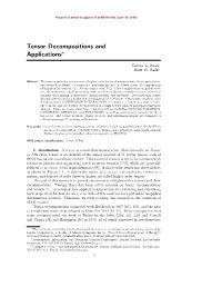 Tensor Decompositions and Applications∗