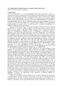 The Classification of Sicilian Dialects: Language Change and Contact Silvio Cruschina (University of Helsinki)