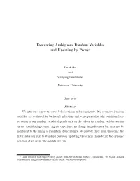 Evaluating Ambiguous Random Variables and Updating by Proxy†