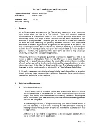 Human Resources Procedure: Dress Code Effective Date