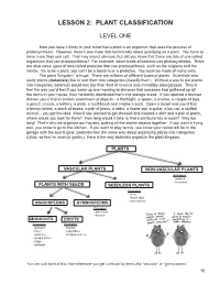 Lesson 2: Plant Classification