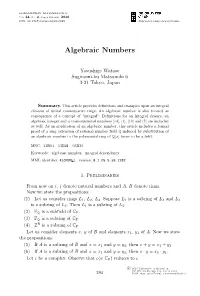 Algebraic Numbers