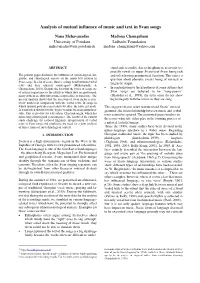 Analysis of Mutual Influence of Music and Text in Svan Songs