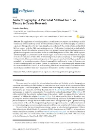 Autoethnography: a Potential Method for Sikh Theory to Praxis Research