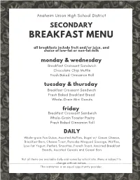 Breakfast Menu