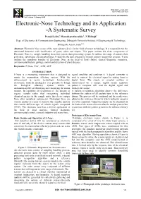 Electronic-Nose Technology and Its Application -A Systematic Survey