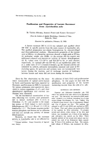 Purification and Properties of Lactate Racemase from Lactobacillus Sake