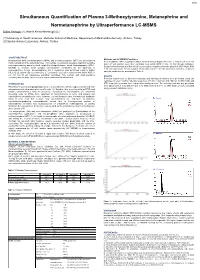 Simultaneous Quantification of Plasma 3-Methoxytyramine, Metanephrine and Normetanephrine by Ultraperformance LC-MSMS