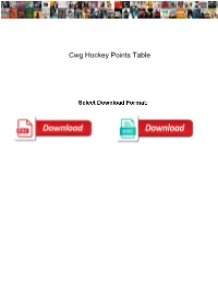 Cwg Hockey Points Table
