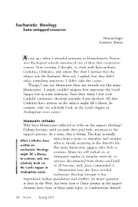 Eucharistic Theology Some Untapped Resources