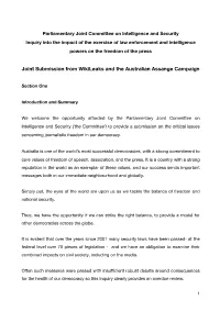 Joint Submission from Wikileaks and the Australian Assange Campaign