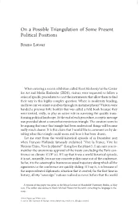 On a Possible Triangulation of Some Present Political Positions