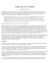 Analogy As the Core of Cognition