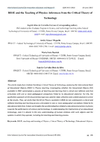 BIOE and the Teaching of Physics: Inferences from the Critical Theory of Technology