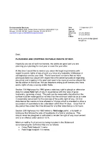 Dear, PLOUGHING and CROPPING on PUBLIC RIGHTS of WAY