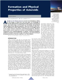 Formation and Physical Properties of Asteroids