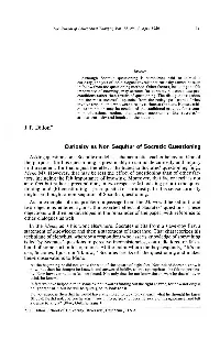 J.T. Dillon* Curiosity As Non Sequitur of Socratic Questioning