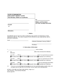 Motion and Declaration for Order Vacating Conviction Plaintiff Vs