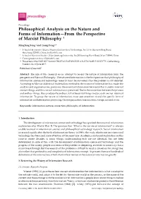 Philosophical Analysis on the Nature and Forms of Information—From the Perspective of Marxist Philosophy †