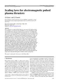 Scaling Laws for Electromagnetic Pulsed Plasma Thrusters