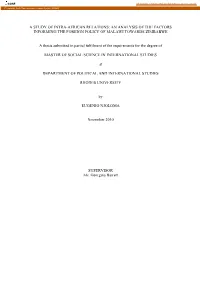 A Study of Intra-African Relations: an Analysis of the Factors Informing the Foreign Policy of Malawi Towards Zimbabwe