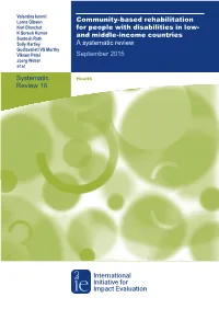 Community-Based Rehabilitation for People with Disabilities in Low- And