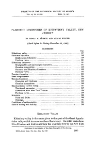 Kittatinny Valley Is the Name Given to That Part of the Great Appala Chian Valley