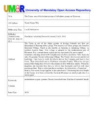 The Taron One of the Hidden Groups of Hill Ethnic Groups in Myanmar.Pdf