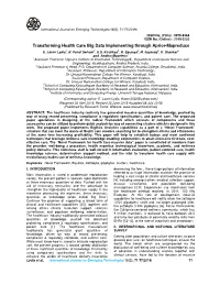 Transforming Health Care Big Data Implementing Through Aprior-Mapreduce E