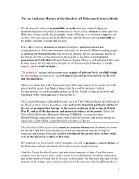 For an Authentic History of the Shoah in All Holocaust Centers (Draft)
