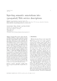 Injecting Semantic Annotations Into (Geospatial) Web Service Descriptions