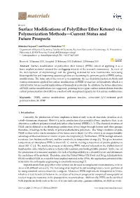 Surface Modifications of Poly(Ether Ether Ketone) Via Polymerization