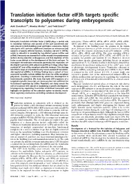Translation Initiation Factor Eif3h Targets Specific Transcripts To