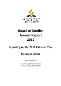 Board of Studies Annual Report 2012