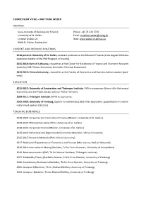 Curriculum Vitae – Matthias Weber