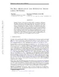 On Self Modulation for Generative Adver- Sarial Networks