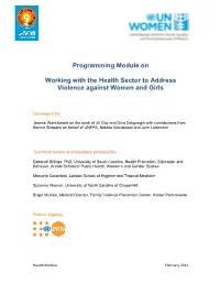 Programming Module on Working with the Health Sector to Address
