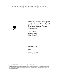 The Real Effects of Capital Control Taxes: Firm-Level Evidence from a Policy Experiment