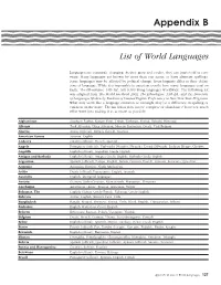 Bbbbbbbbbbbbbbb List of World Languages