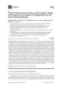 Carrot Anthocyanins Genetics and Genomics: Status and Perspectives to Improve Its Application for the Food Colorant Industry