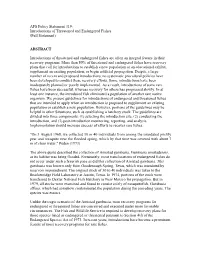 Introductions of Threatened and Endangered Fishes (Full Statement)
