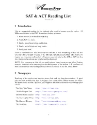 SAT & ACT Reading List