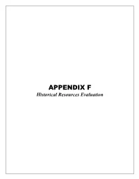 APPENDIX F Historical Resources Evaluation